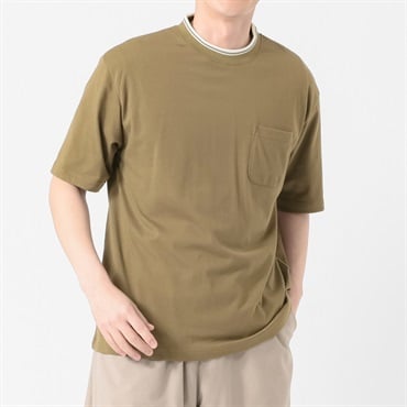 メルグラフ 衿ラインTシャツ メンズ(ミドリ-M)