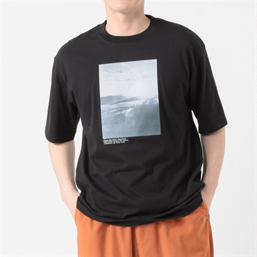 メルグラフ 胸プリントTシャツ メンズ(クロ-M)