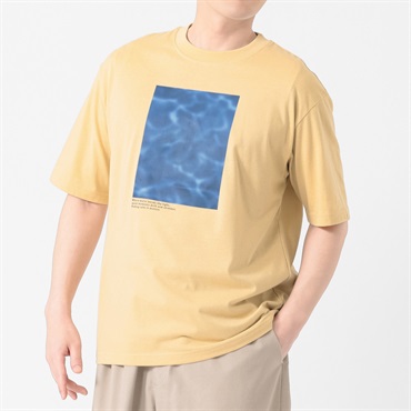 メルグラフ 胸プリントTシャツ メンズ(キイロ-M)