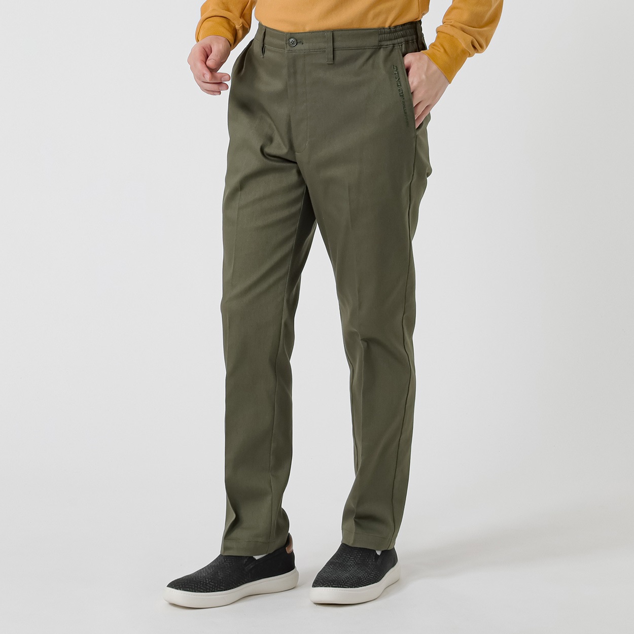 DUNLOP COLLECTION ストレッチチノパン メンズ(コイミドリ-XLｰ74)