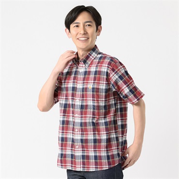 POLO BRITISH COUNTRY SPIRIT(ポロ・ビーシーエス) POLO BCS マドラスチェックシャツ メンズ(アカ-M)