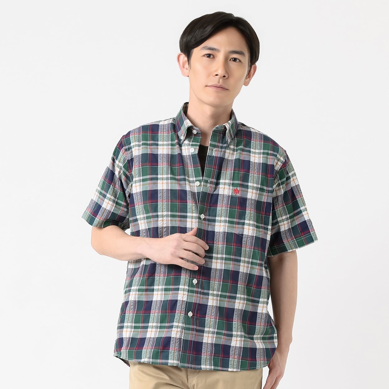 POLO BRITISH COUNTRY SPIRIT(ポロ・ビーシーエス) POLO BCS マドラスチェックシャツ メンズ(ミドリ-XL)