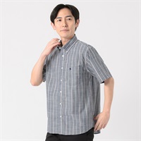 POLO BRITISH COUNTRY SPIRIT(ポロ・ビーシーエス) POLOBCS 麻入りストライプシャツ メンズ(アオ-M)