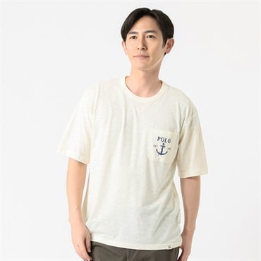 POLO BRITISH COUNTRY SPIRIT(ポロ・ビーシーエス) POLO BCS スラブプリントTシャツ メンズ(アイボリー-M)