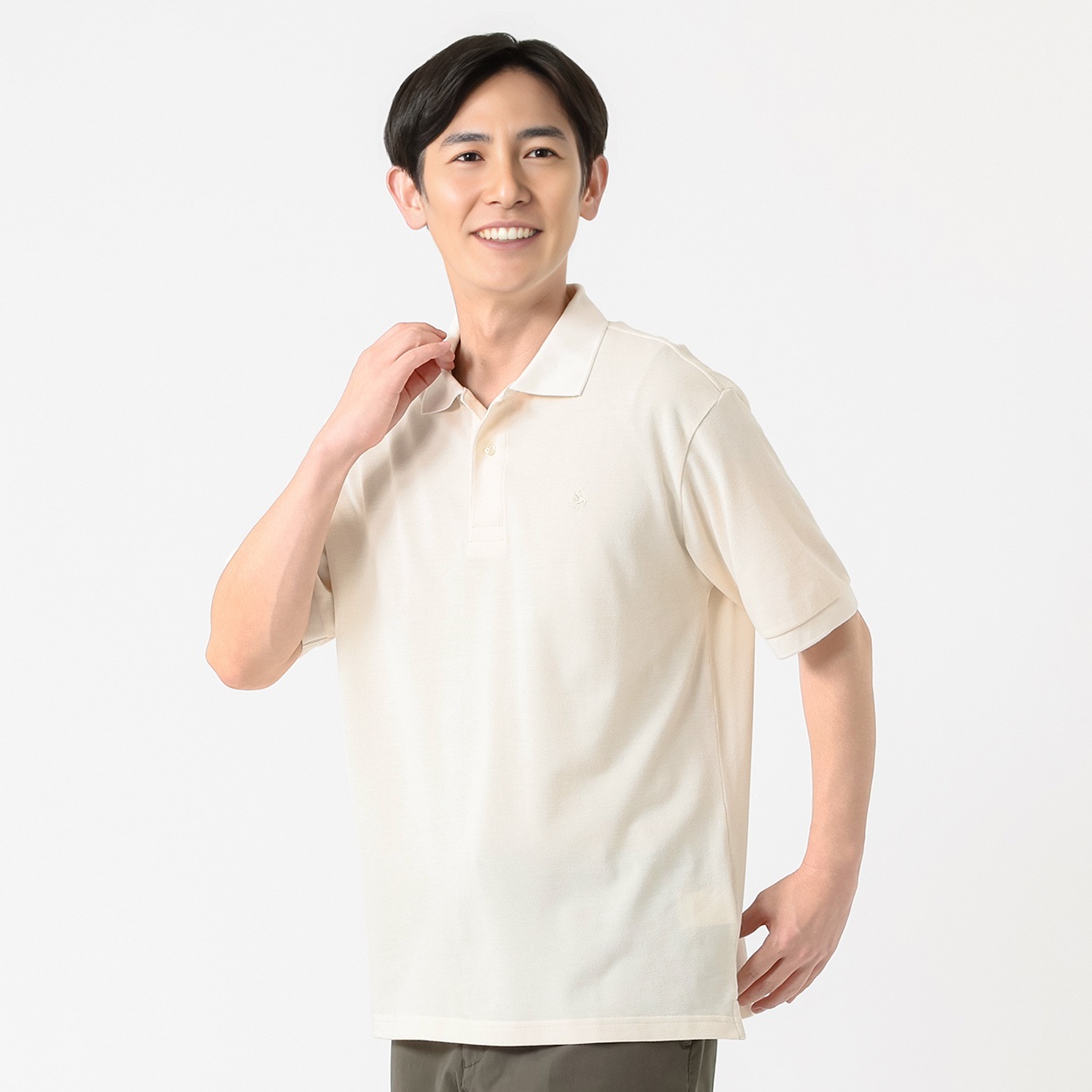 POLO BRITISH COUNTRY SPIRIT(ポロ・ビーシーエス) POLO BCS 鹿の子ワンポイントポロシャツ メンズ(アイボリー-XL)