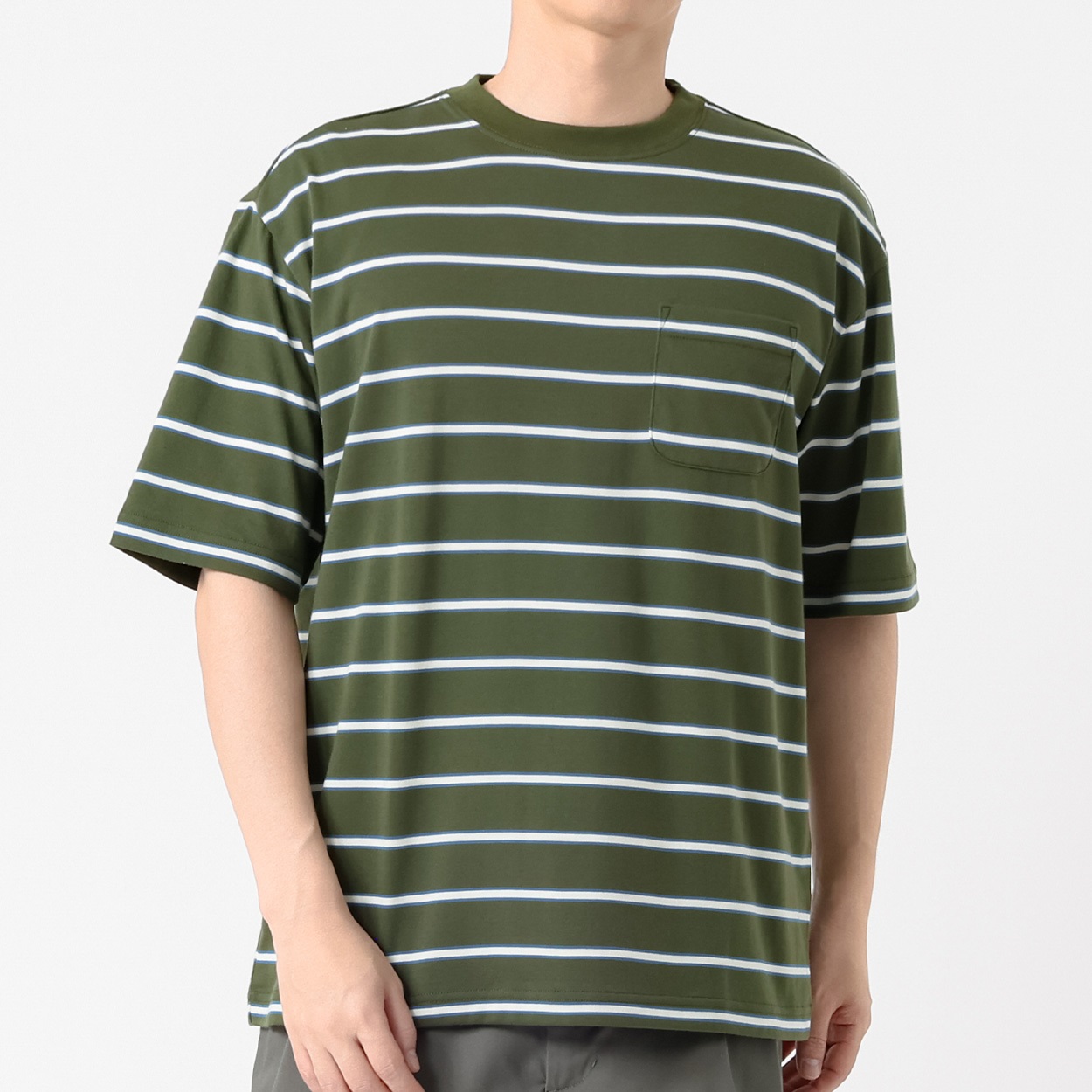 Melgraph.(メルグラフ) ボーダークルーTシャツ メンズ(ミドリ-XL)