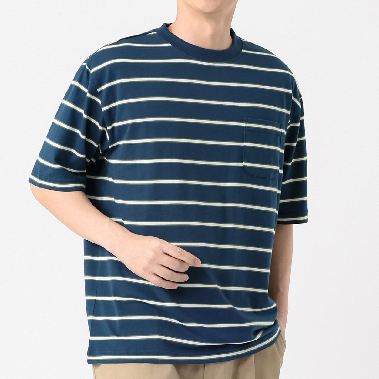 Melgraph.(メルグラフ) ボーダークルーTシャツ メンズ(コイアオ-L)