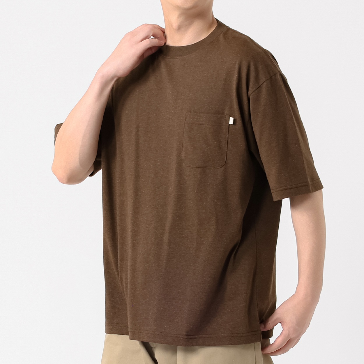 Melgraph.(メルグラフ) 無地クルーTシャツ メンズ(チャ-L)