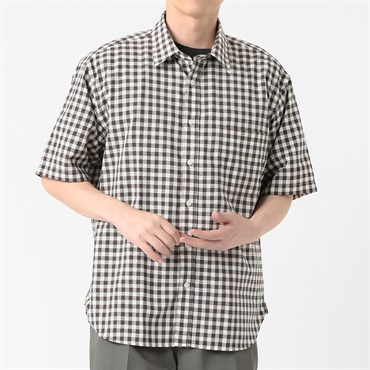 Melgraph.(メルグラフ) 麻入りチェックシャツ メンズ(チャ-M)