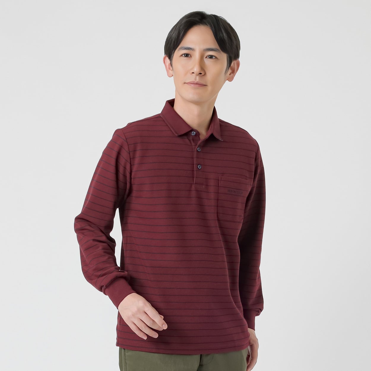 DUNLOP COLLECTION 台衿付き鹿の子ポロシャツ メンズ(コイアカ-XL)