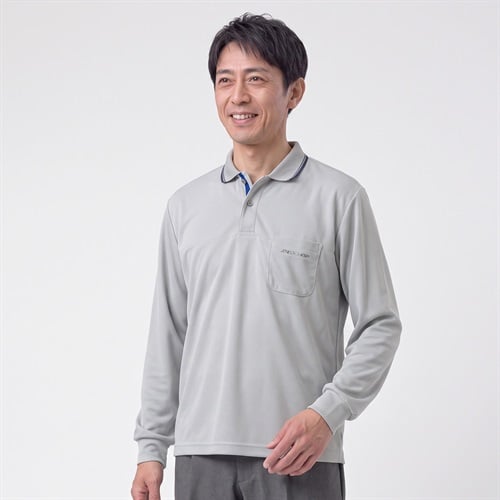 DUNLOP COLLECTION 日本製ワッフル柄ポロシャツ メンズ(ウスクロ-M)