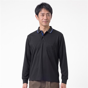 DUNLOP COLLECTION 日本製ワッフル柄ポロシャツ メンズ(クロ-M)