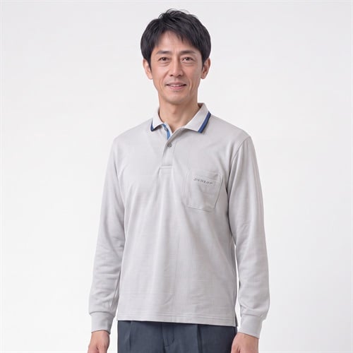 DUNLOP COLLECTION 日本製地柄ポロシャツ メンズ(ウスクロ-M)