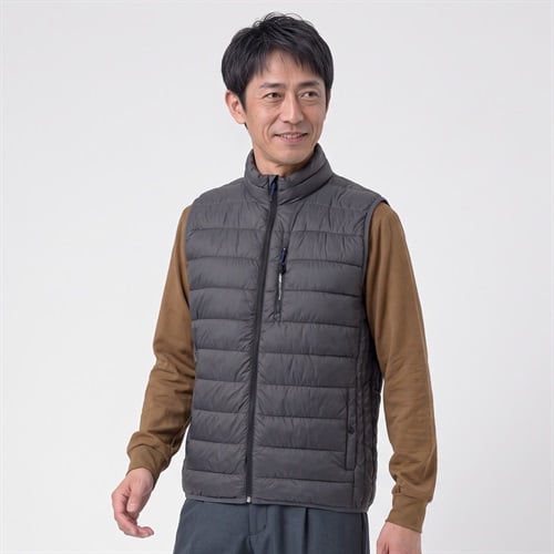 DUNLOP COLLECTION 軽量中綿ベスト メンズ(チャコ－ルグレ－-M)