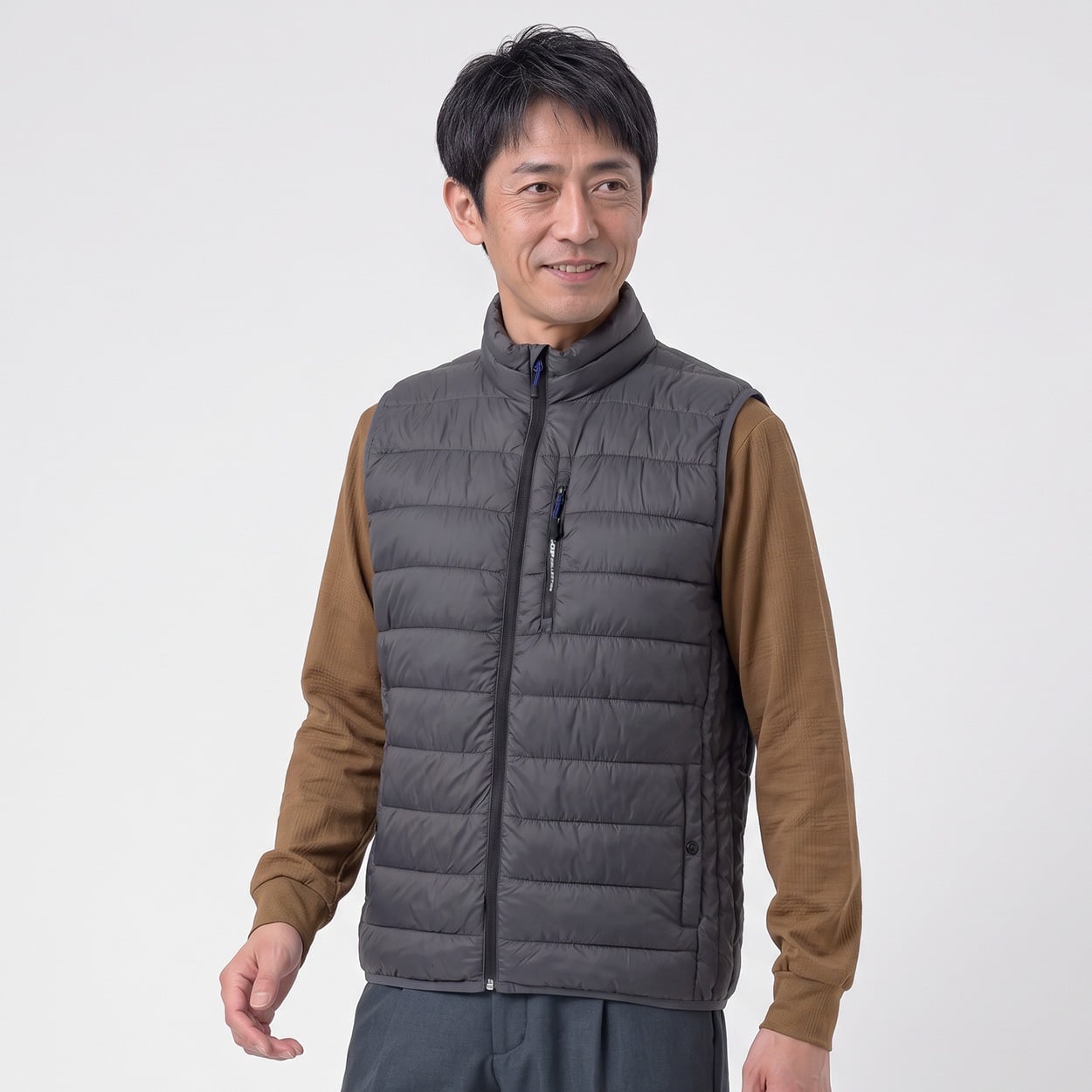 DUNLOP COLLECTION 軽量中綿ベスト メンズ(チャコ－ルグレ－-XL)