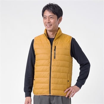 DUNLOP COLLECTION 軽量中綿ベスト メンズ(キイロ-M)