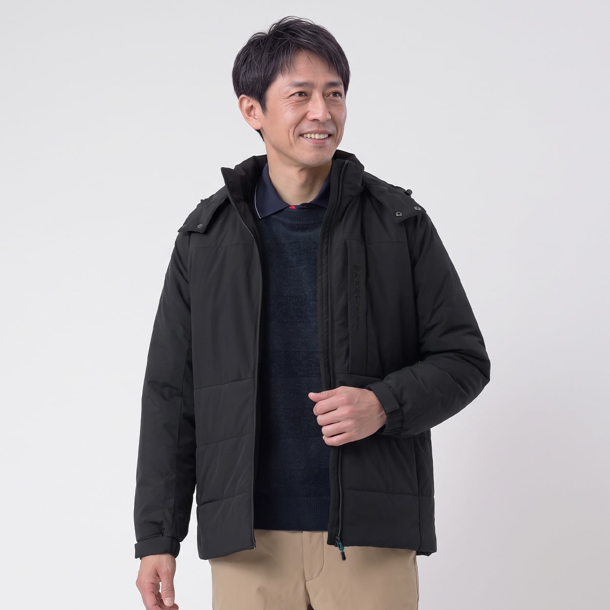 DUNLOP COLLECTION フード着脱中綿コート メンズ(クロ-L)
