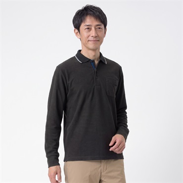 DUNLOP COLLECTION 起毛クレリックポロシャツ メンズ(チャコ－ルグレ－-M)