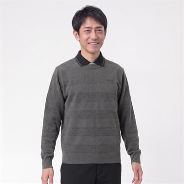 DUNLOP COLLECTION モール地柄クルーセーター メンズ(チャコ－ルグレ－-M)