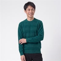 DUNLOP COLLECTION モール地柄クルーセーター メンズ(ミドリ-M)