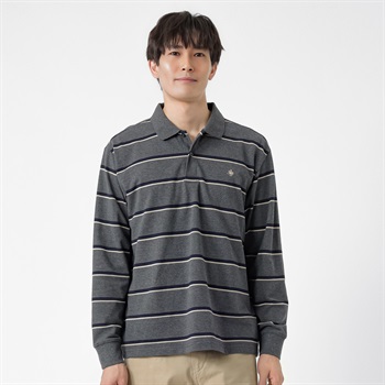 POLO BCS 鹿の子ボーダーポロシャツ メンズ(チャコ－ルグレ－-M)