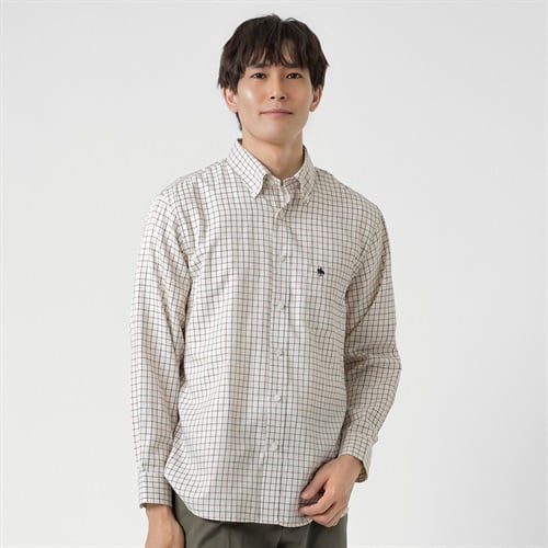 POLO BCS チェックストライプシャツ メンズ(キナリ-M)