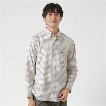 POLO BCS チェックストライプシャツ メンズ(キナリ-M)