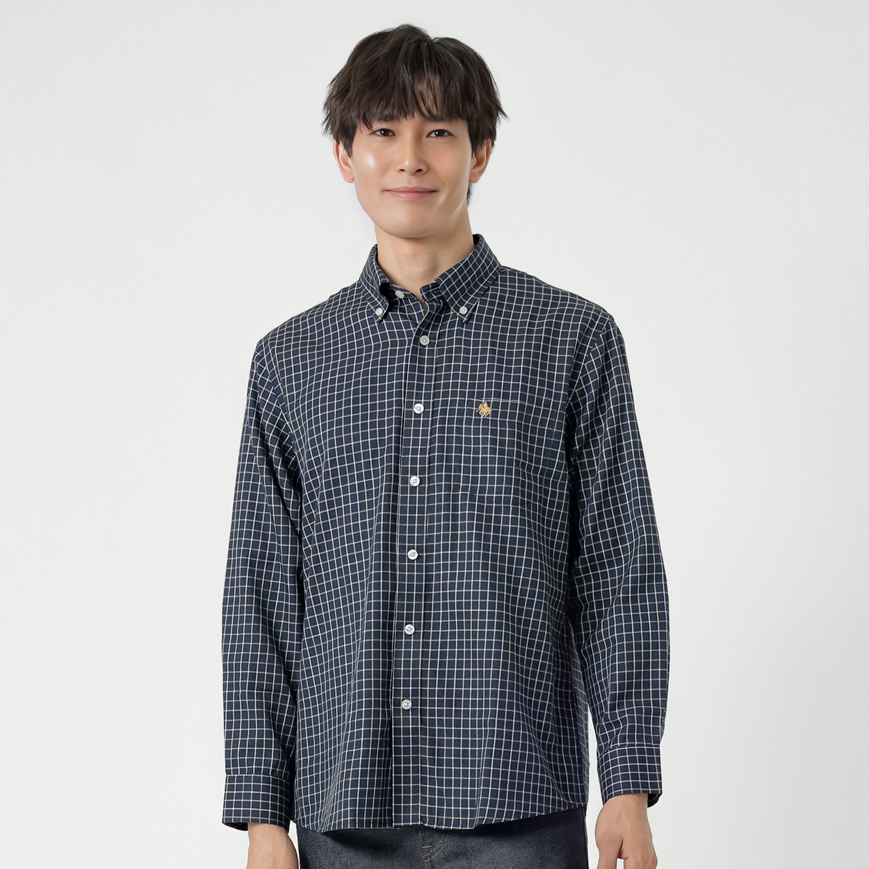 POLO BCS チェックストライプシャツ メンズ(コイアオ-L)