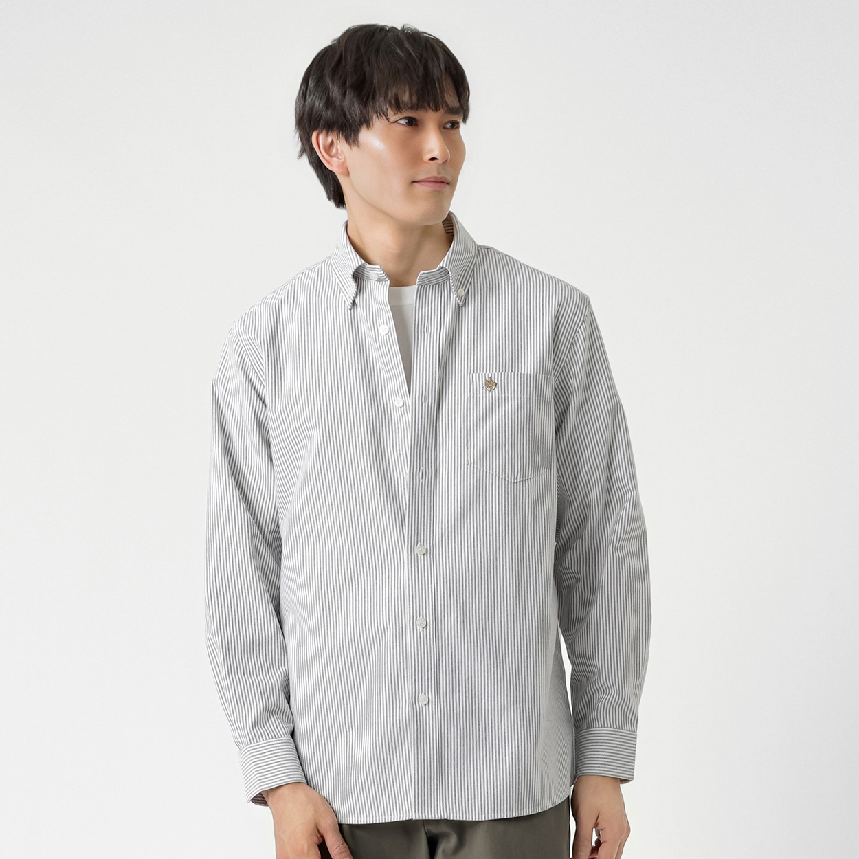 POLO BCS ストライプシャツ メンズ(アオ-XL)