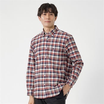 POLO BCS チェックシャツ メンズ(アカ-M)