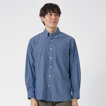 POLO BCS ダンガリー無地シャツ メンズ(アオ-M)