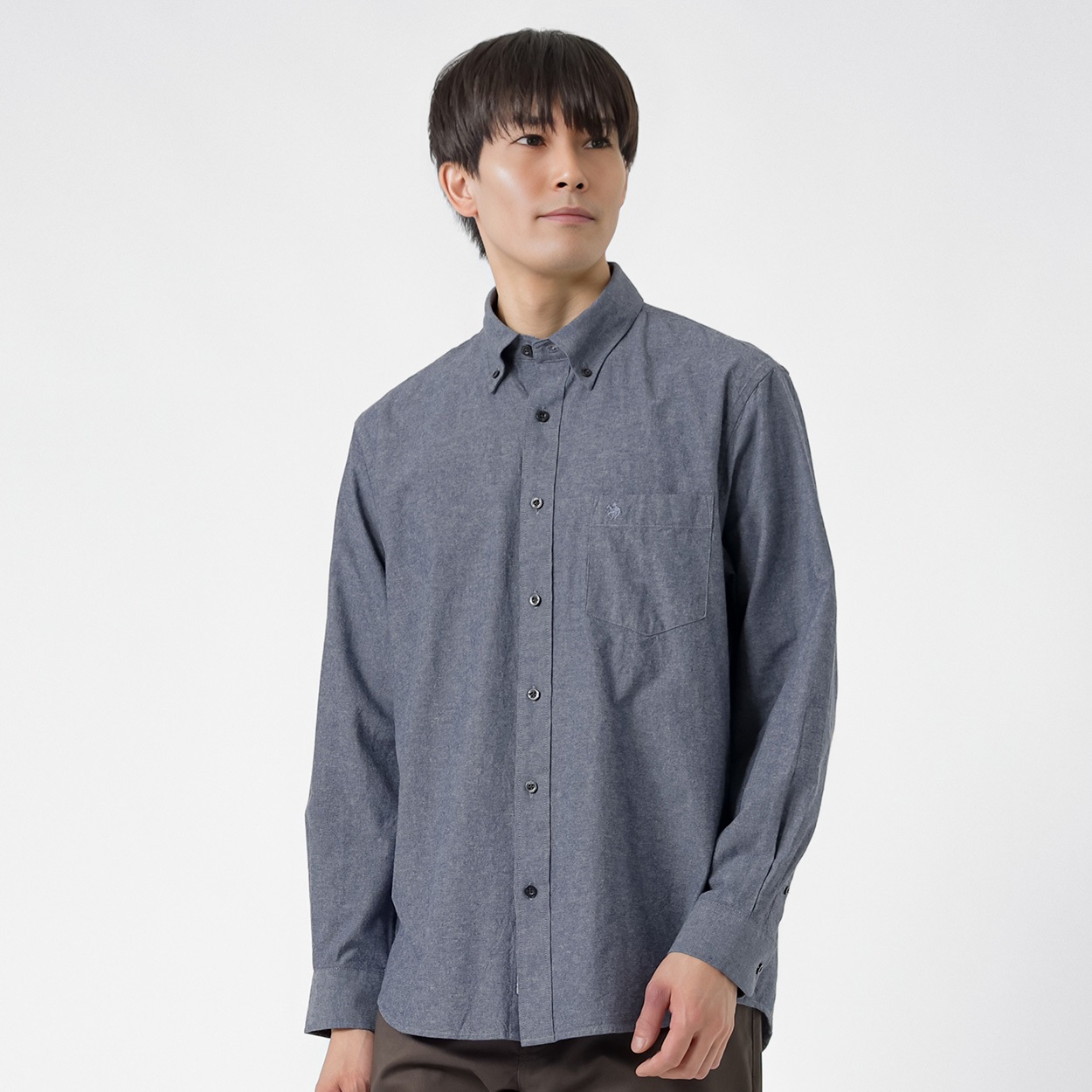 POLO BCS ダンガリー無地シャツ メンズ(コイアオ-XL)