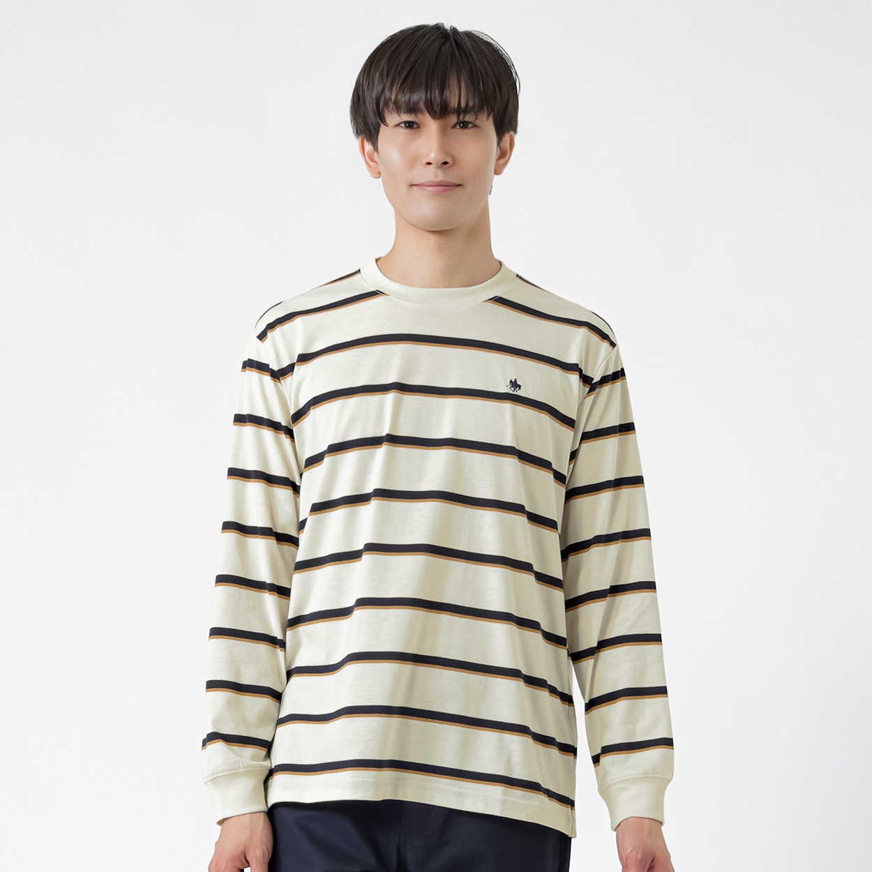 POLO BRITISH COUNTRY SPIRIT(ポロ・ビーシーエス) POLO BCS ボーダーロングTシャツ メンズ(シロ-L)
