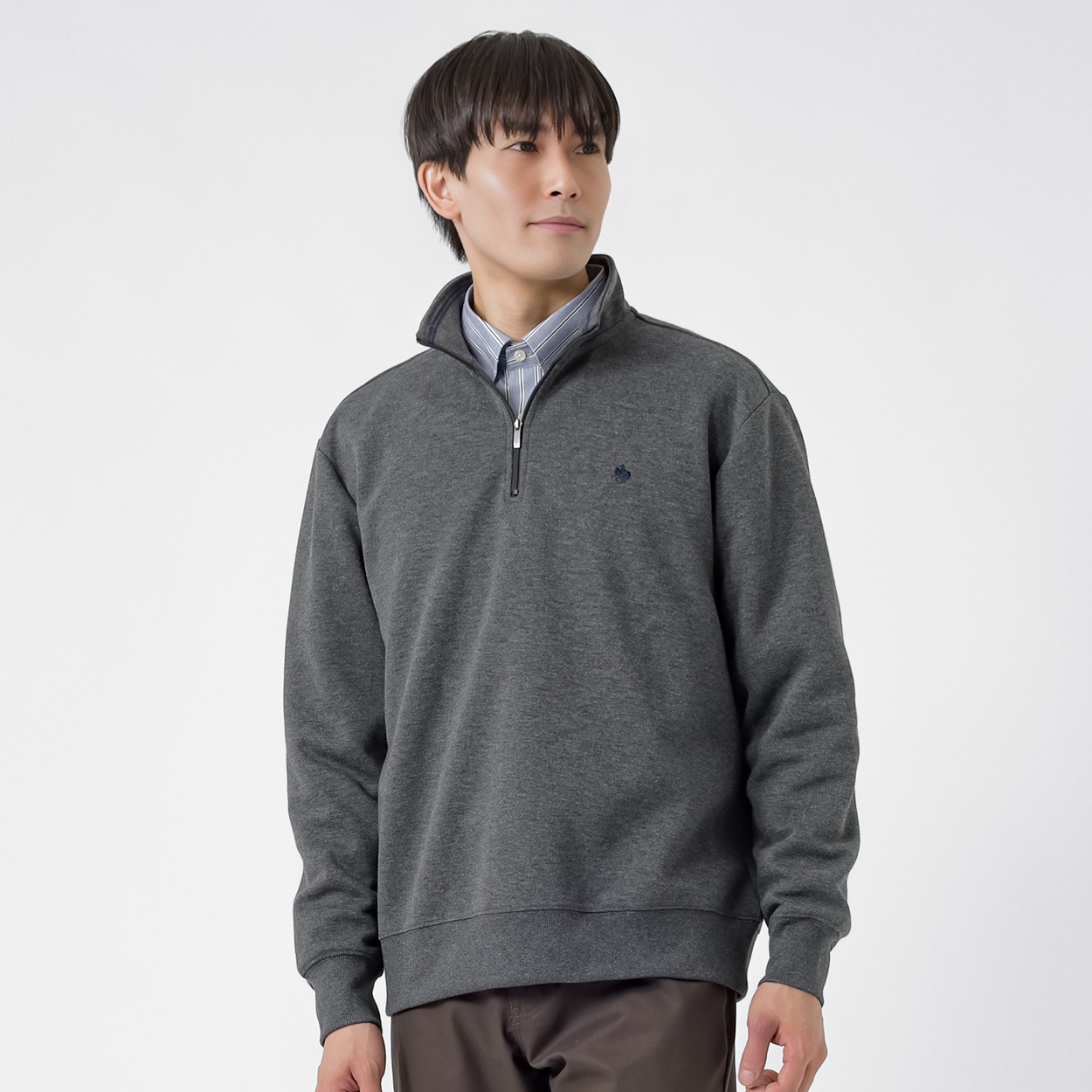 POLO BRITISH COUNTRY SPIRIT(ポロ・ビーシーエス) POLO BCS 鹿の子WFジップトレーナー メンズ(チャコ－ルグレ－-L)