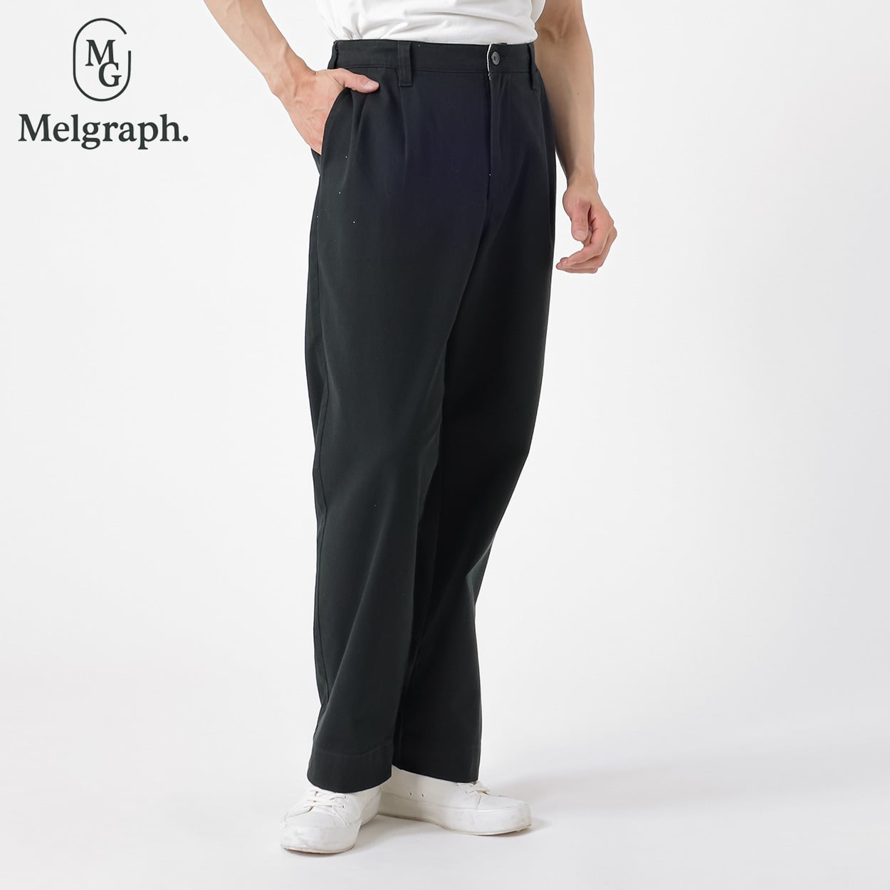 Melgraph.(メルグラフ) 裏起毛ワイドパンツ メンズ(クロ-XLｰ69)