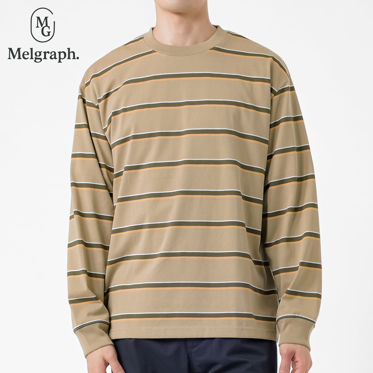 Melgraph.(メルグラフ) ボーダーロングTシャツ メンズ(ウスチャ-M)