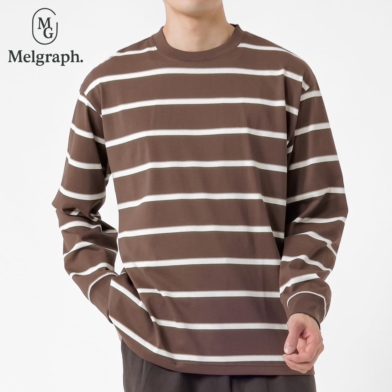 Melgraph.(メルグラフ) ボーダーロングTシャツ メンズ(チャ-M)