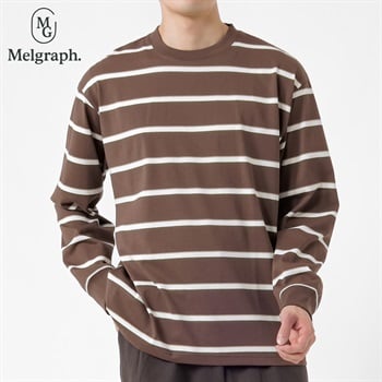 Melgraph.(メルグラフ) ボーダーロングTシャツ メンズ(チャ-M)