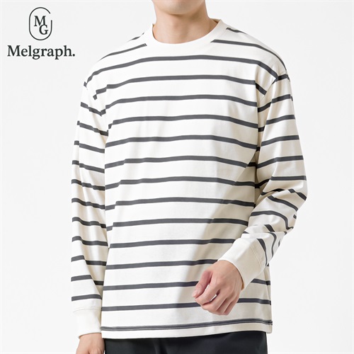 Melgraph.(メルグラフ) ボーダークルーTシャツ メンズ(アイボリー-M)