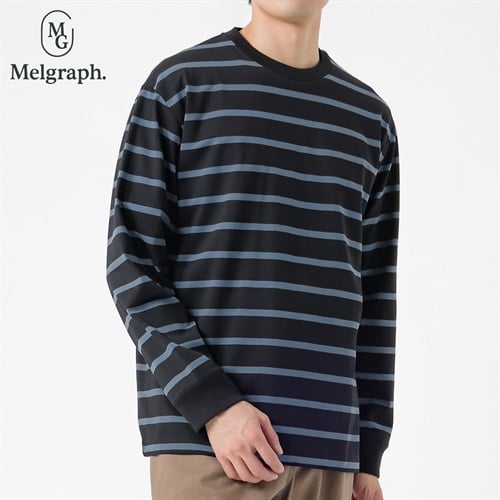 Melgraph.(メルグラフ) ボーダークルーTシャツ メンズ(クロ-M)