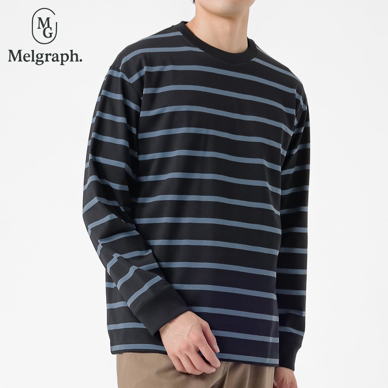 Melgraph.(メルグラフ) ボーダークルーTシャツ メンズ(クロ-XL)