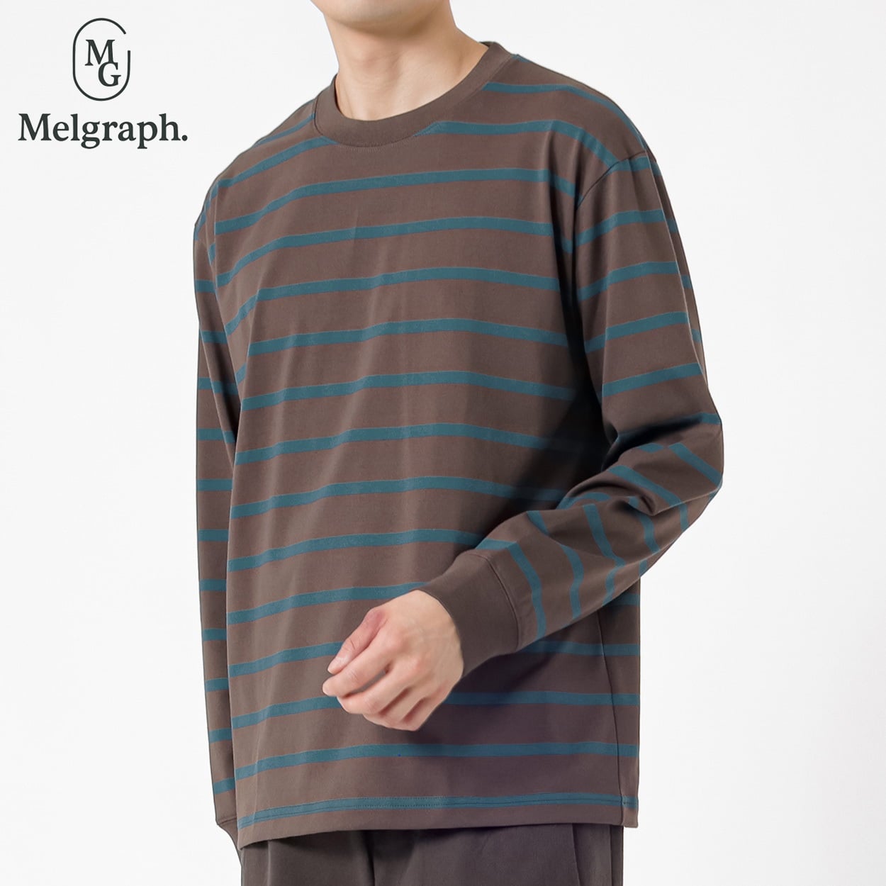 Melgraph.(メルグラフ) ボーダークルーTシャツ メンズ(チャ-L)