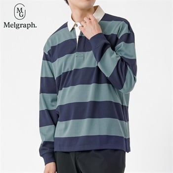 Melgraph.(メルグラフ) ボーダーラガーシャツ メンズ(ウスミドリ-M)