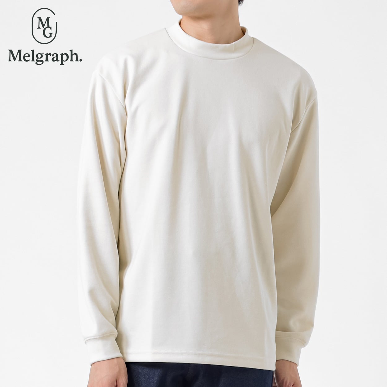 Melgraph.(メルグラフ) モックネックTシャツ メンズ(アイボリー-M)