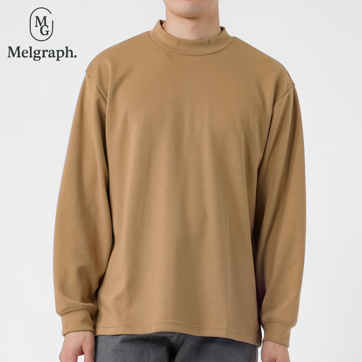 Melgraph.(メルグラフ) モックネックTシャツ メンズ(チャ-XL)