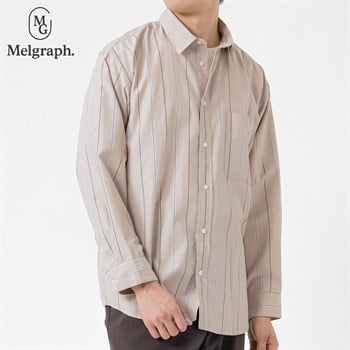 Melgraph.(メルグラフ) ストライプ長袖シャツ メンズ(ウスチャ-M)