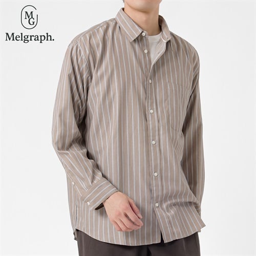 Melgraph.(メルグラフ) ストライプ長袖シャツ メンズ