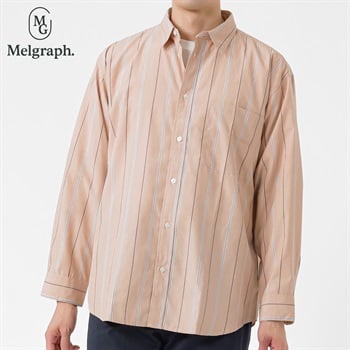 Melgraph.(メルグラフ) ストライプ長袖シャツ メンズ(ダイダイ-M)