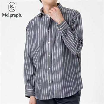 Melgraph.(メルグラフ) ストライプ長袖シャツ メンズ(コイアオ-M)