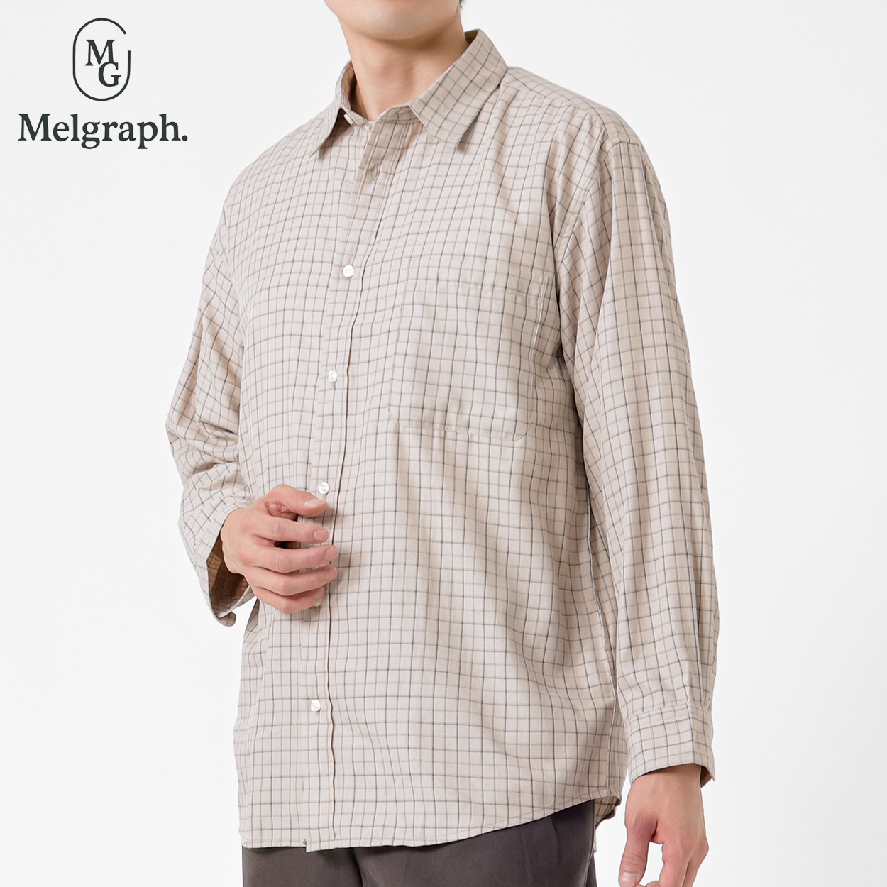 Melgraph.(メルグラフ) チェック長袖シャツ メンズ(ウスチャ-M)